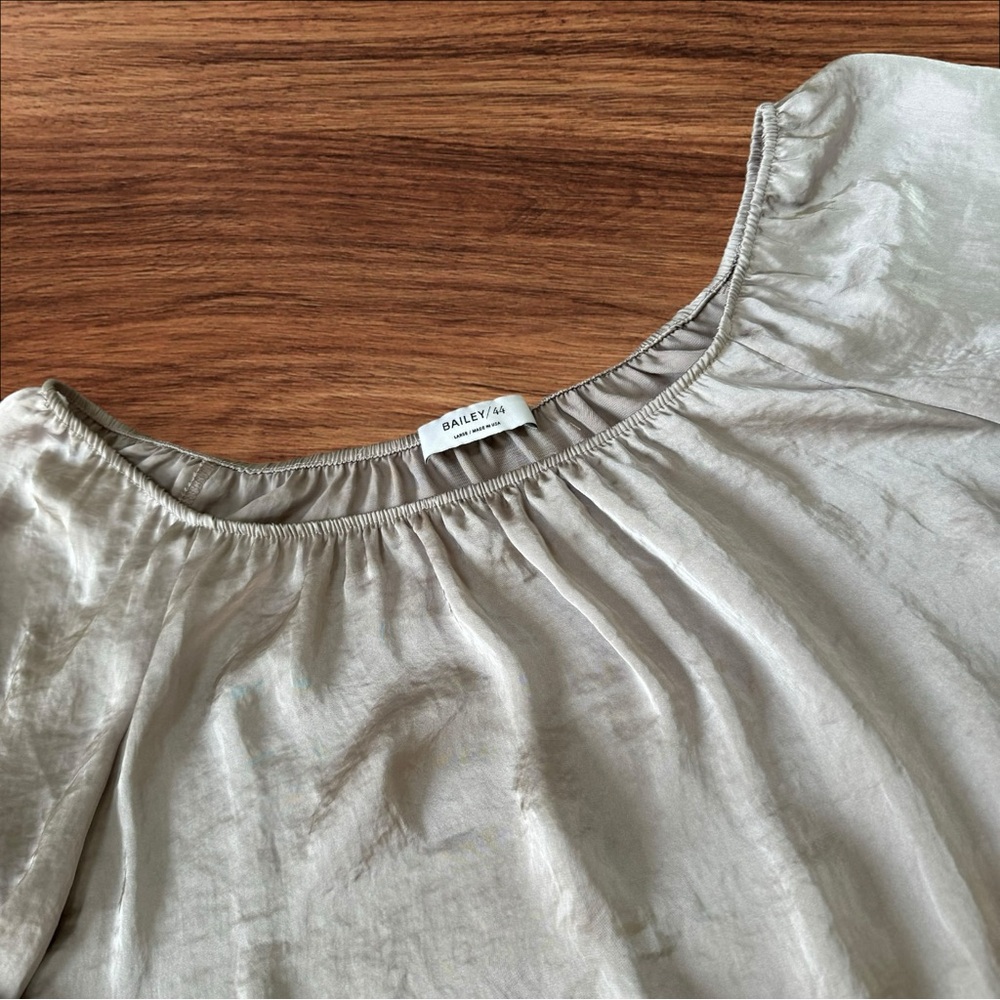 Bailey 44 Womens Long Puff Sleeve Size Large Top Champagne Cream - Picture 5 of 8